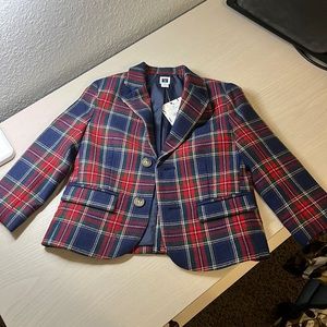 Size 2T Janie and Jack Boys Tartan Blazer Navy and Red (New with tags)